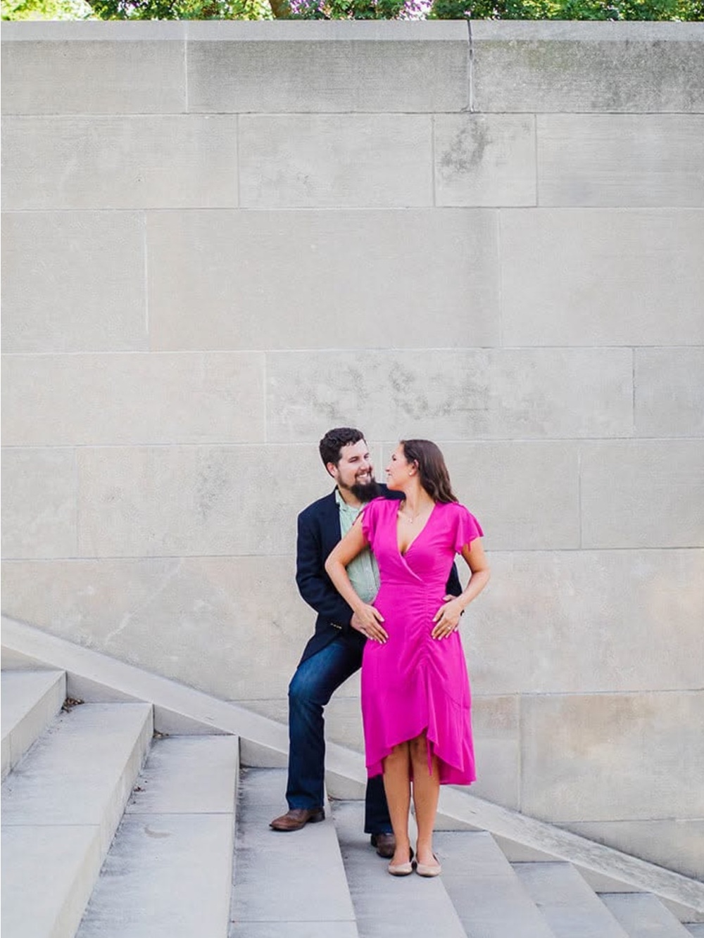 Lulu's Hot Pink V-Neck High-Low Wrap Dress